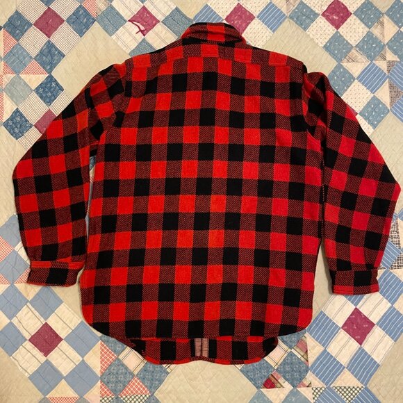 Vintage 1950s/60 Duxback Kamp It Wool Buffalo Check Plaid Red Shirt Jacket - Picture 14 of 16